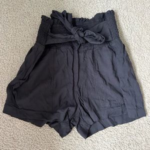 Black high wasted tie shorts